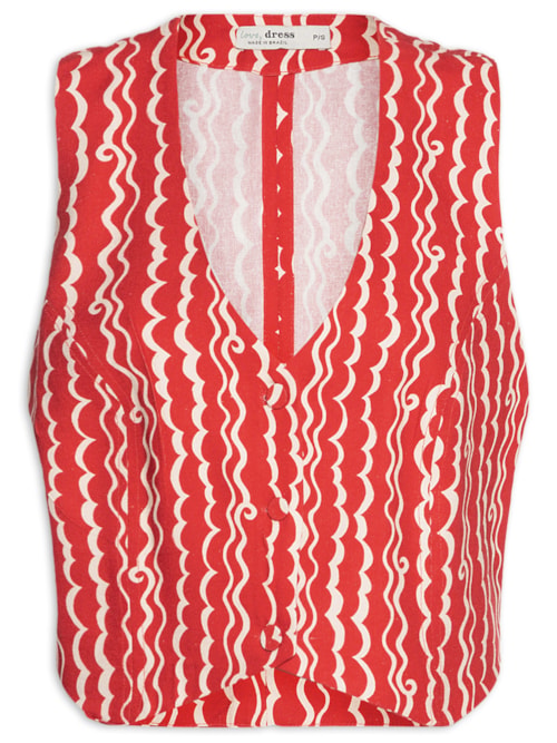 Colete Feminino Estampa Atlântica - Vermelho