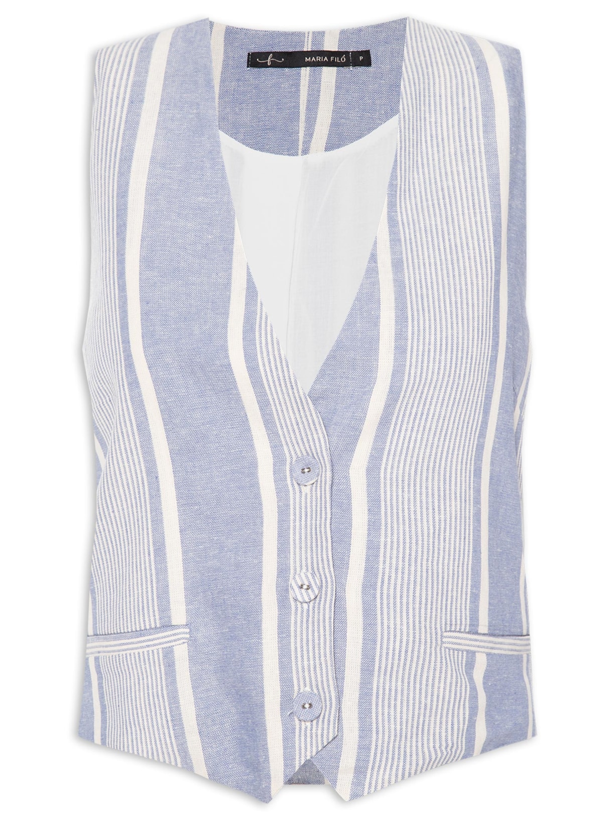 Colete Feminino Estampa Listra Naval - Azul