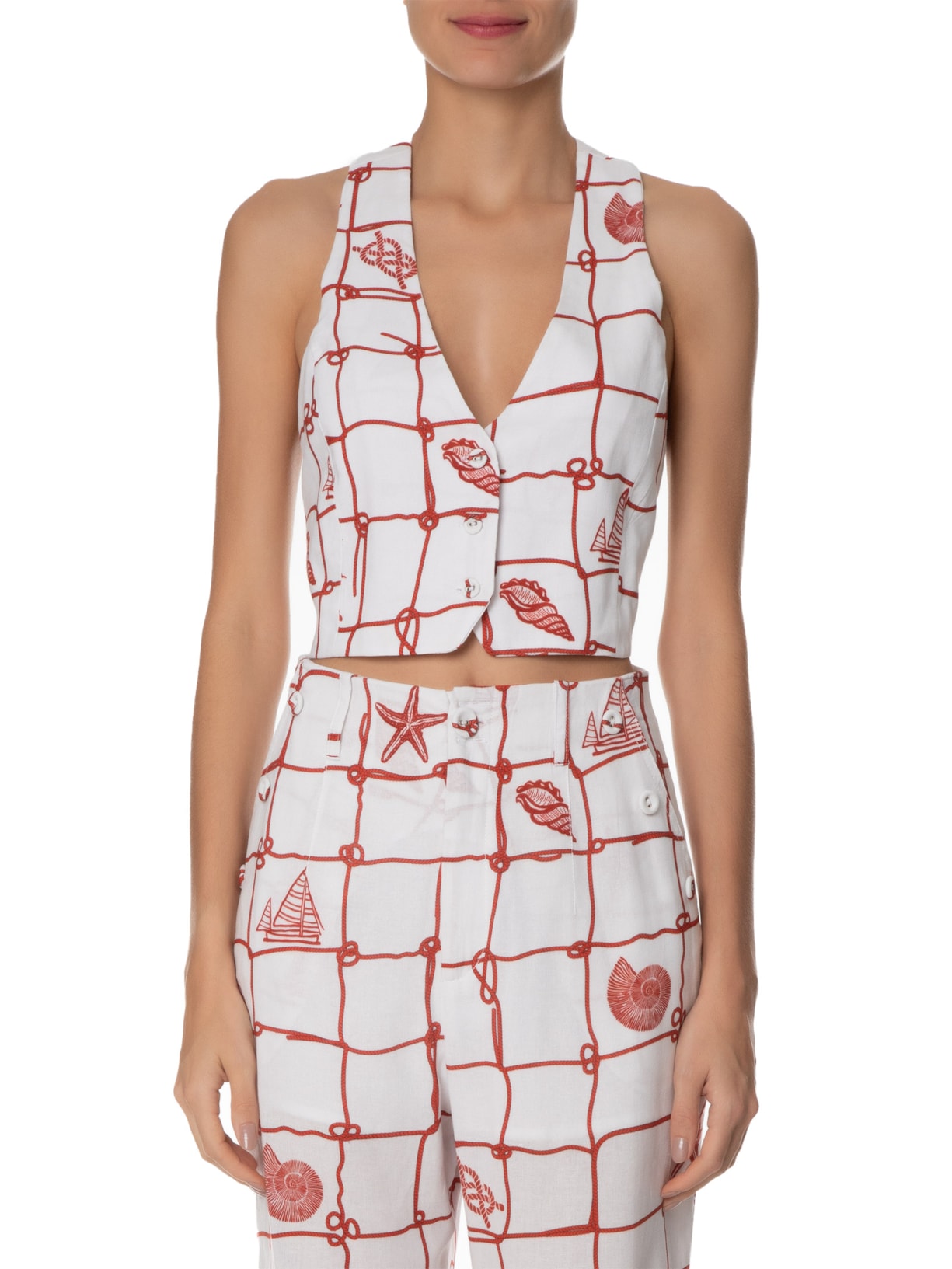 Colete Feminino Estampa Marina Off White Dress To