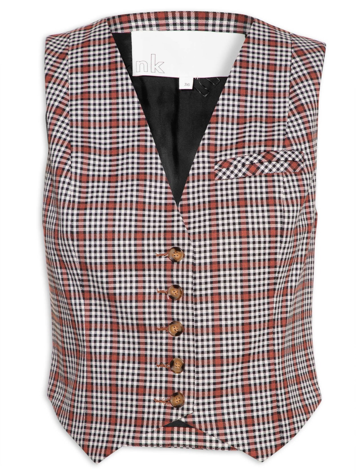 Colete Feminino Gabardine Vichy Lena - Vermelho