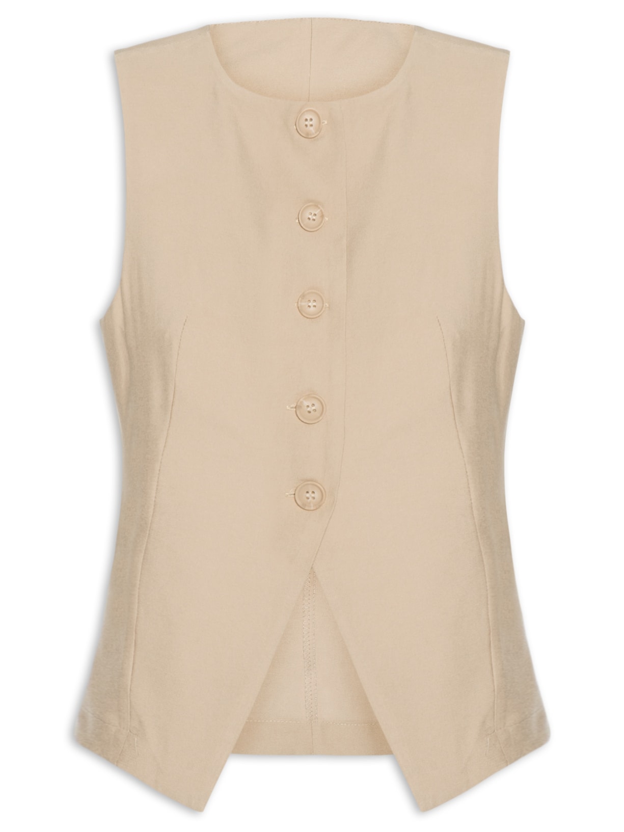 Colete Feminino Gola Careca Bege Basiq