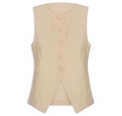 Colete Feminino Gola Careca - Bege