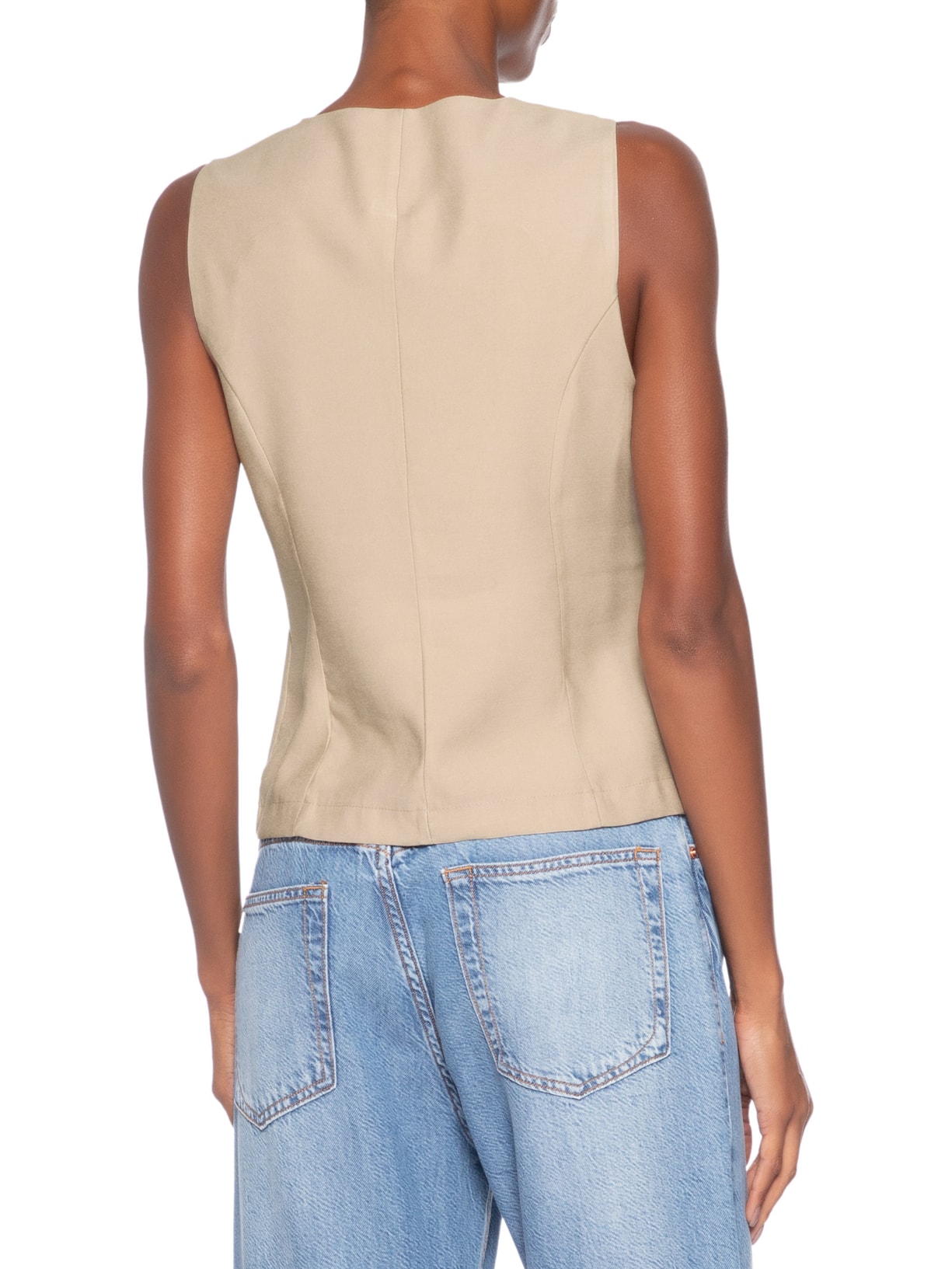 Colete Feminino Gola Careca Bege Basiq