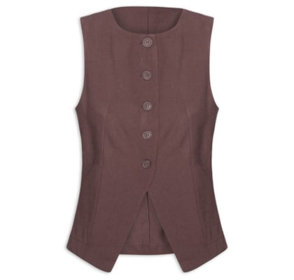Colete Feminino Gola Careca - Marrom