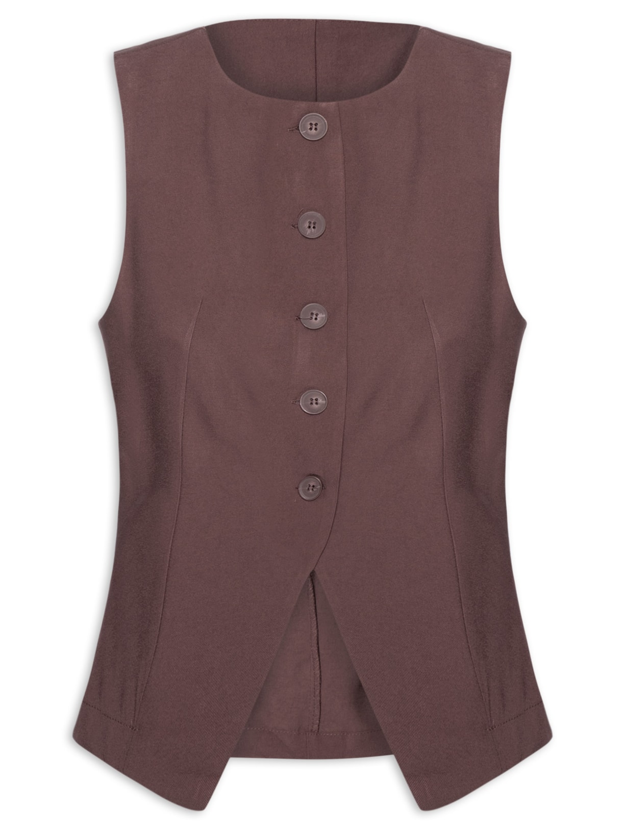 Colete Feminino Gola Careca - Marrom