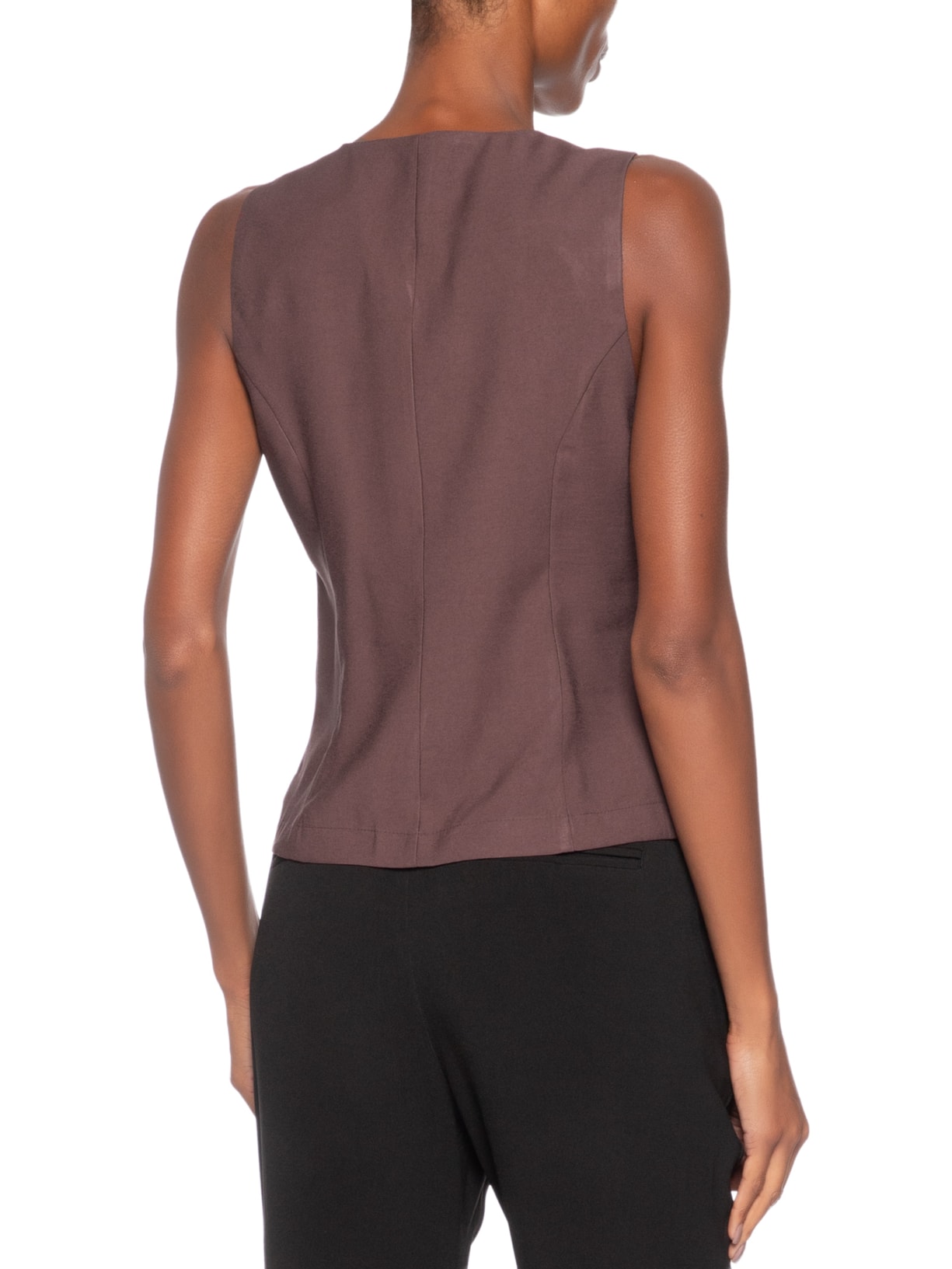 Colete Feminino Gola Careca Marrom Basiq