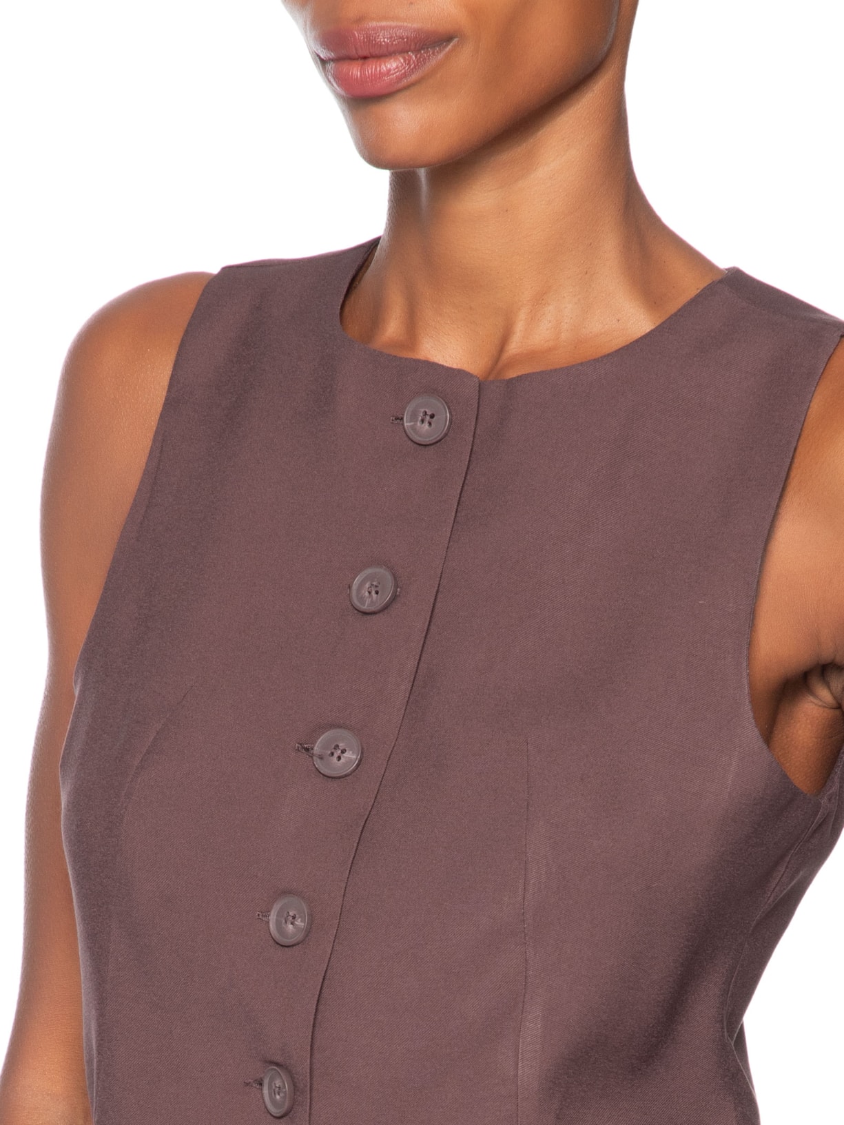 Colete Feminino Gola Careca Marrom Basiq