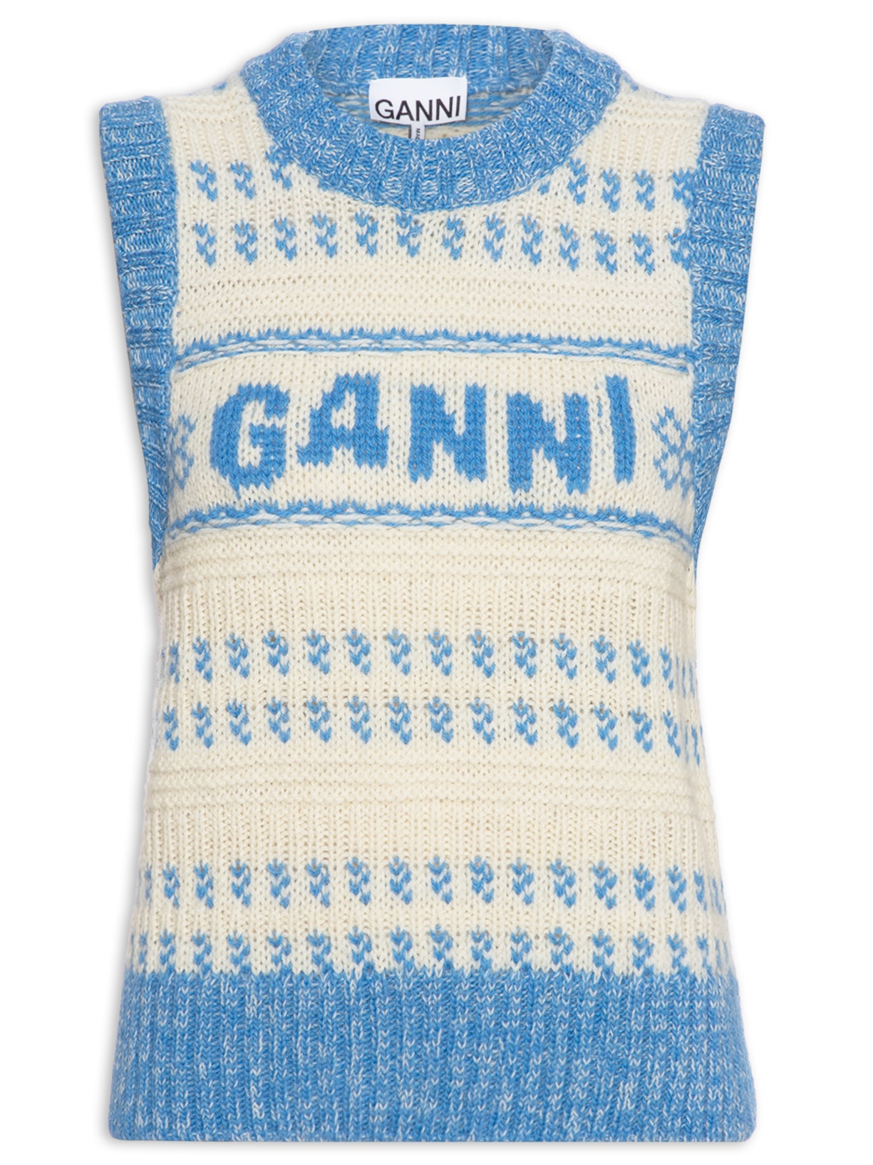 Colete Feminino Graphic Lambswool O-Neck Vest - Azul