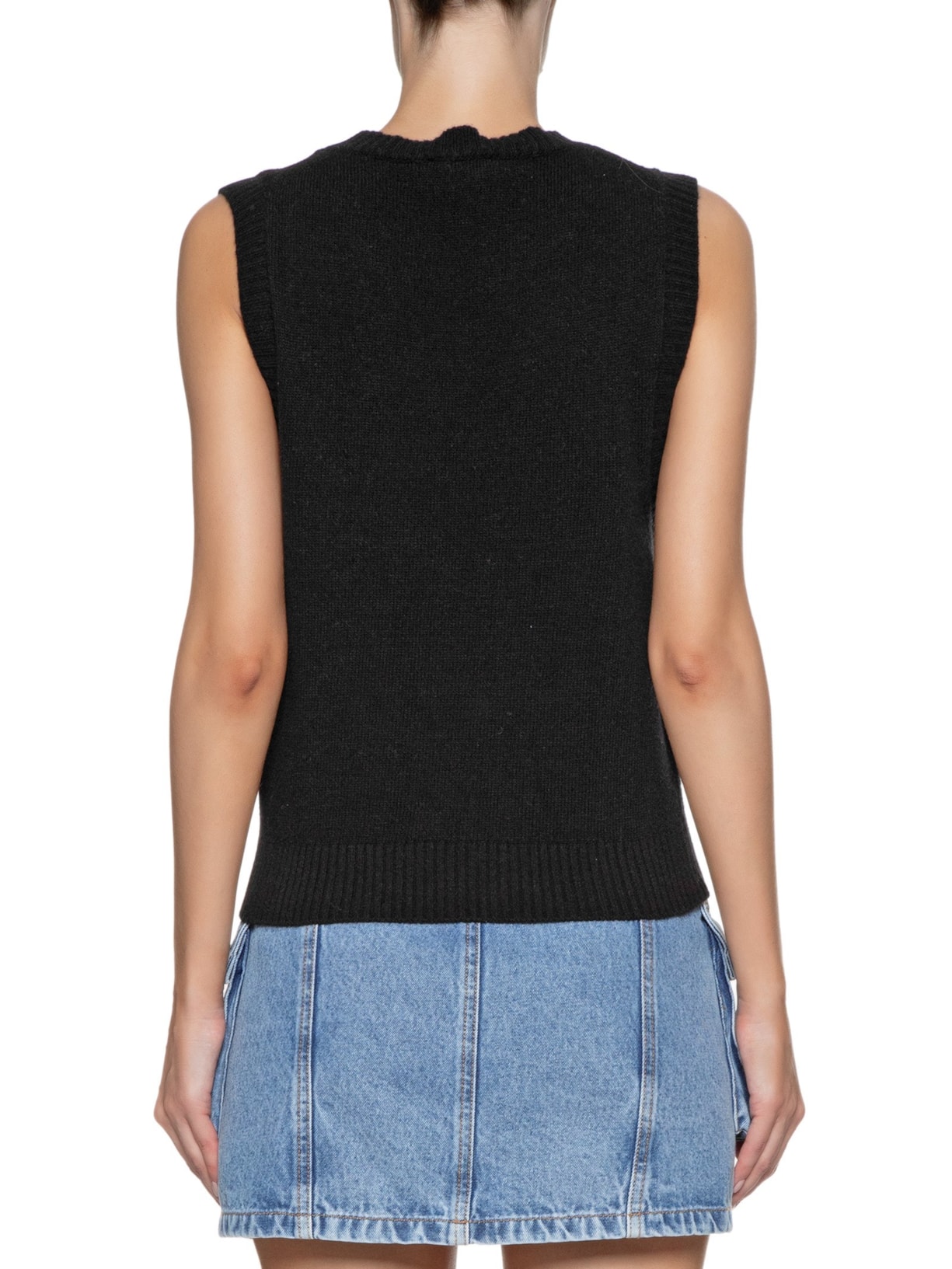 Colete Feminino Graphic O-Neck Vest Preto Ganni
