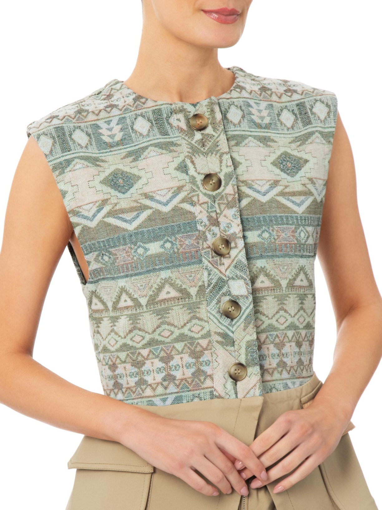 Colete Feminino Jacq Folk Zelda Bege Nk