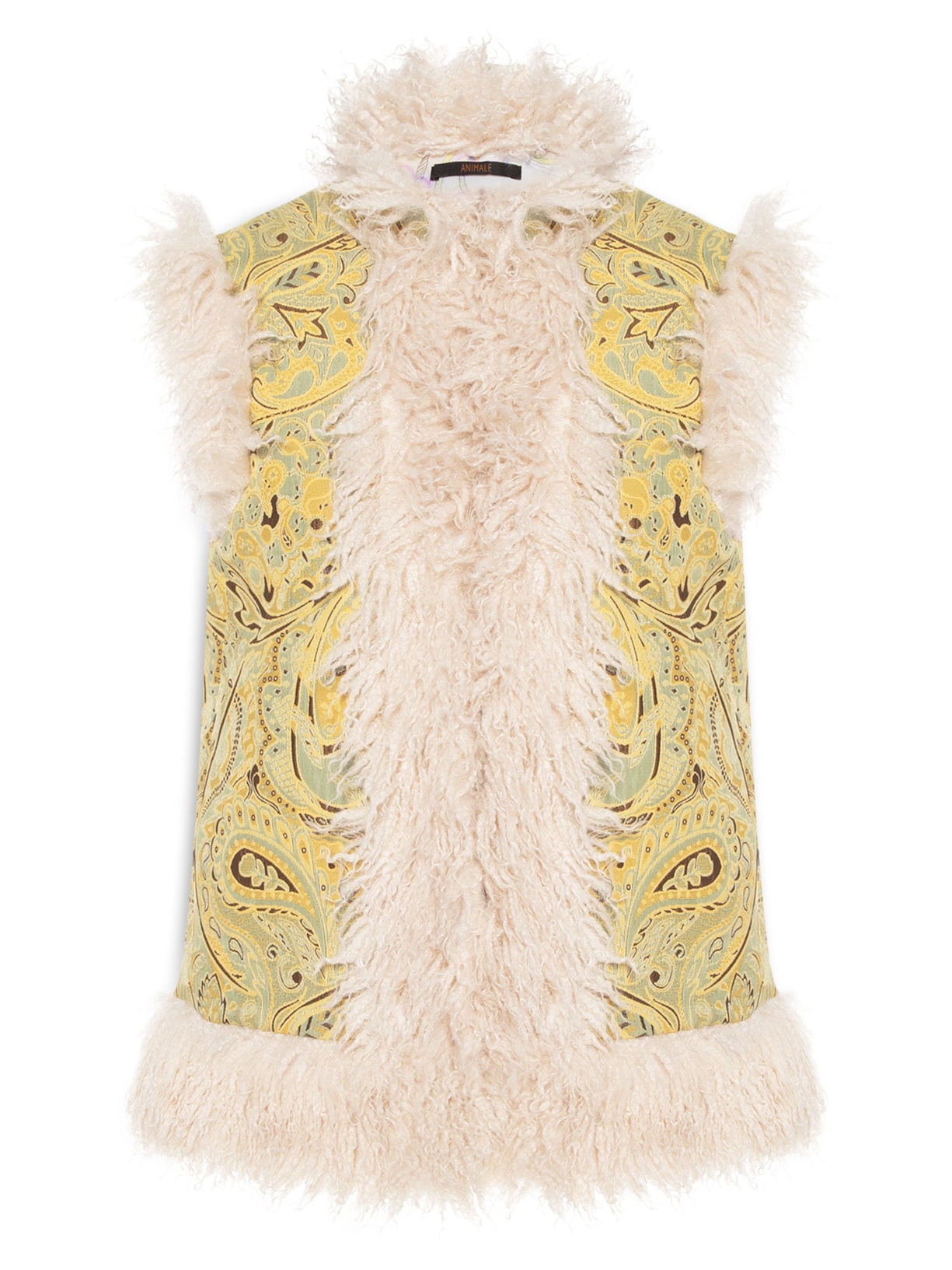 Colete Feminino Jacquard Com Pelos - Bege
