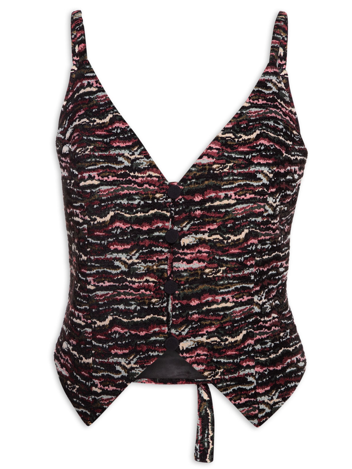 Colete Feminino Jacquard Gobelain Gabe - Preto