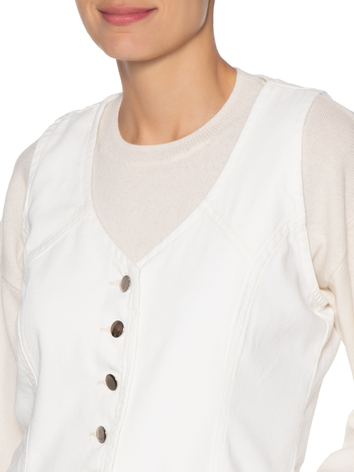 Colete Feminino Jeans Com Regulador Off White Basiq