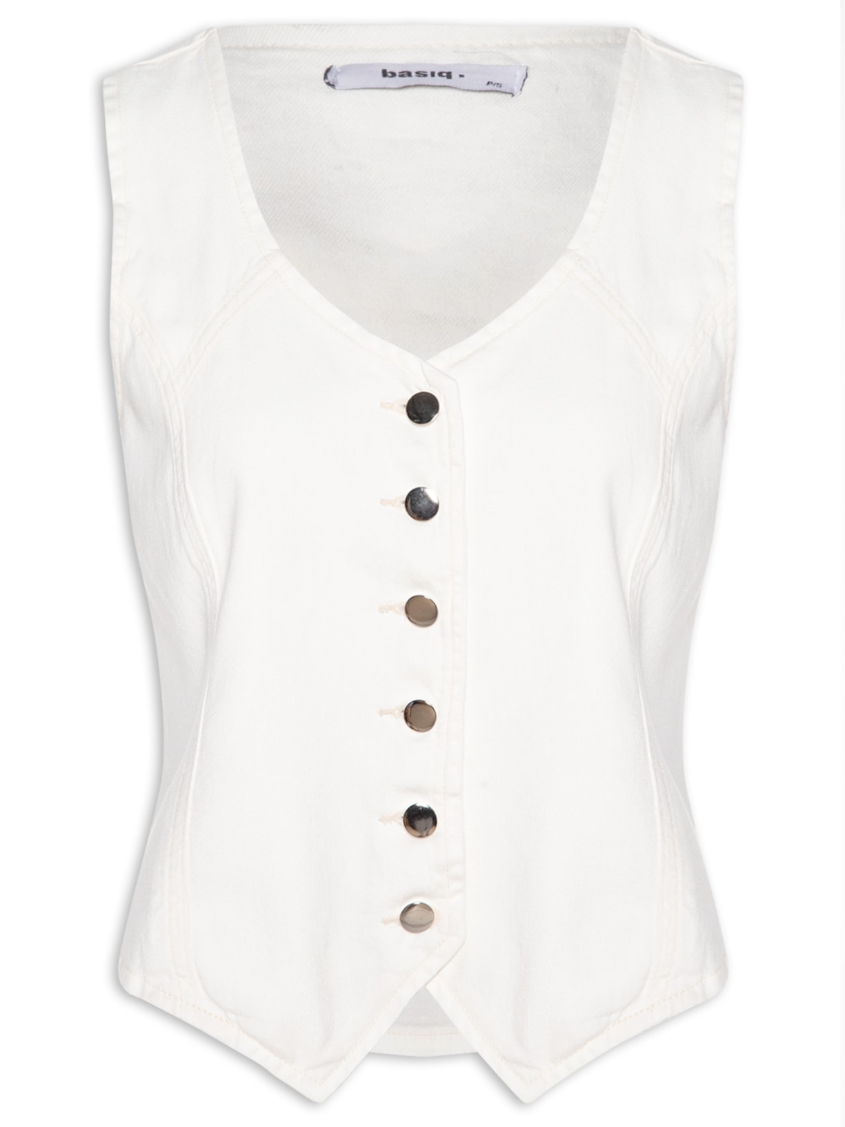 Colete Feminino Jeans Com Regulador Off White Basiq