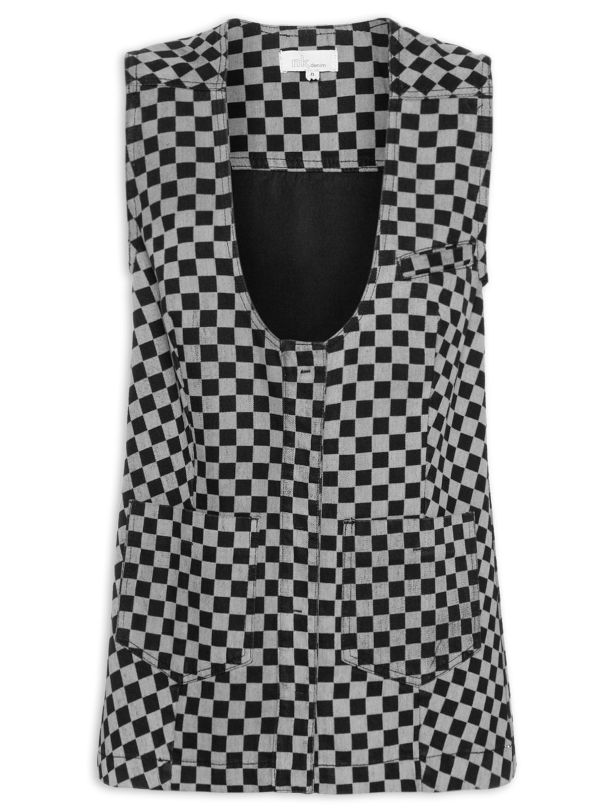 Colete Feminino Jeans Grid Lara - Preto