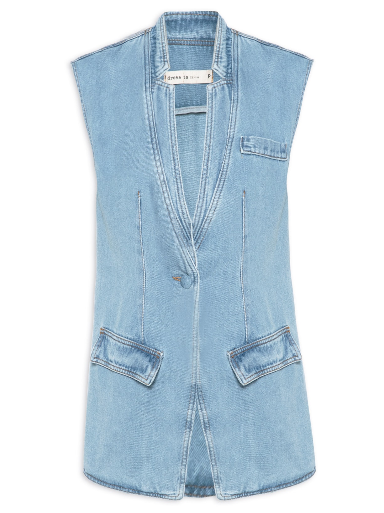 Colete Feminino Jeans Lapela - Azul