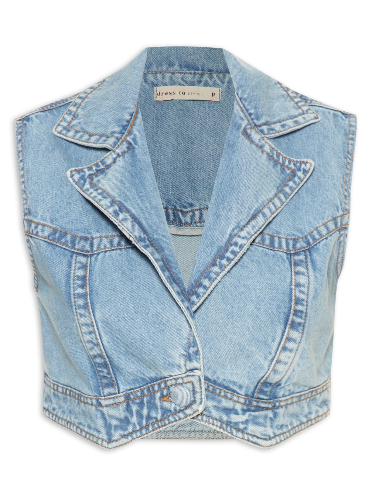 Colete Feminino Jeans Recortes - Azul