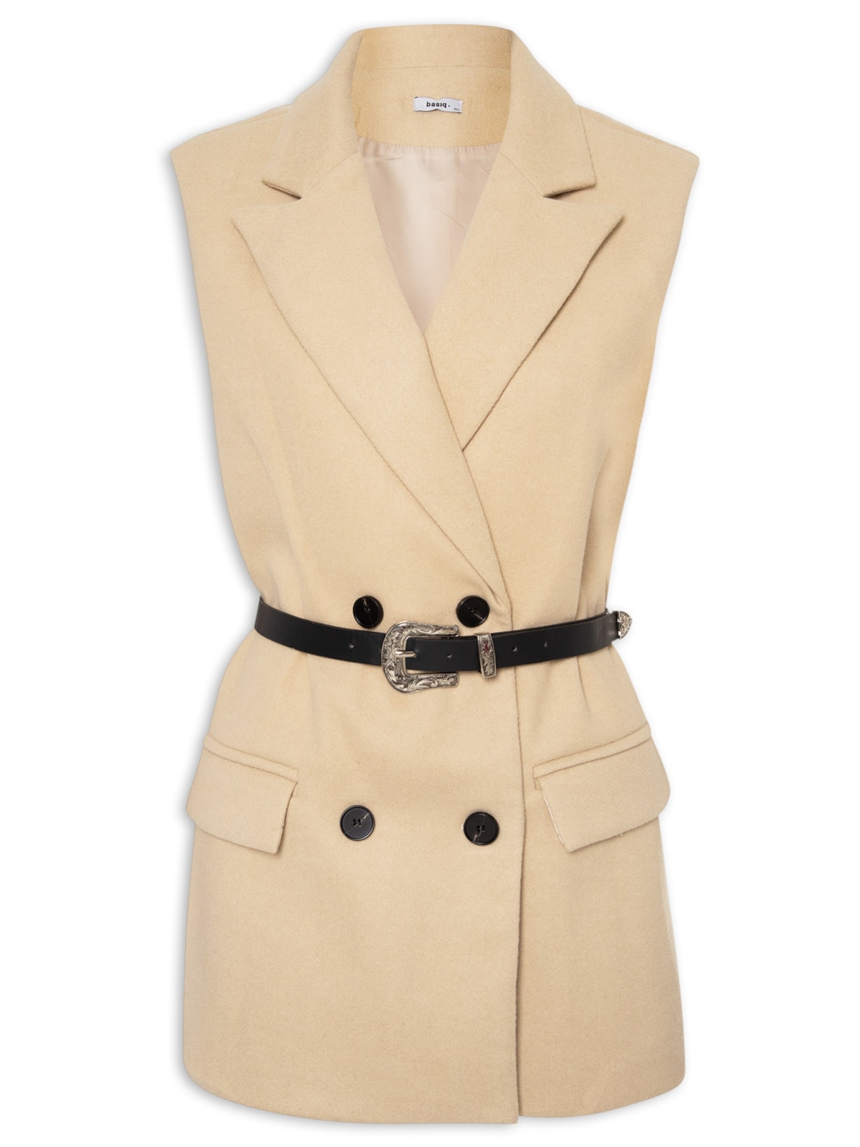 Colete Feminino La Batida Com Cinto - Bege