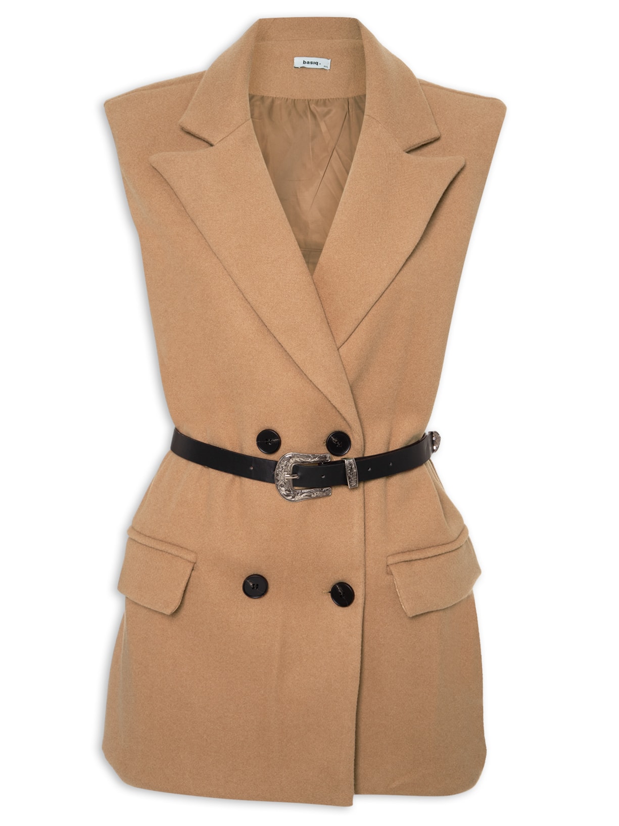 Colete Feminino La Batida Com Cinto - Bege