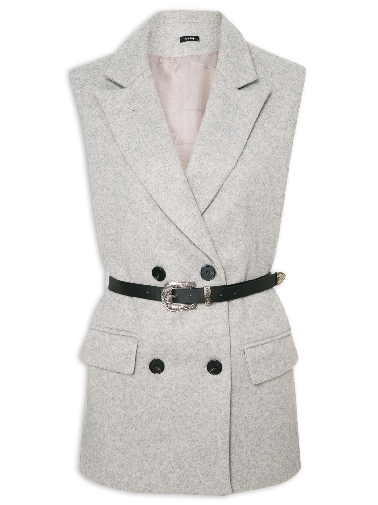 Colete Feminino La Batida Com Cinto - Cinza