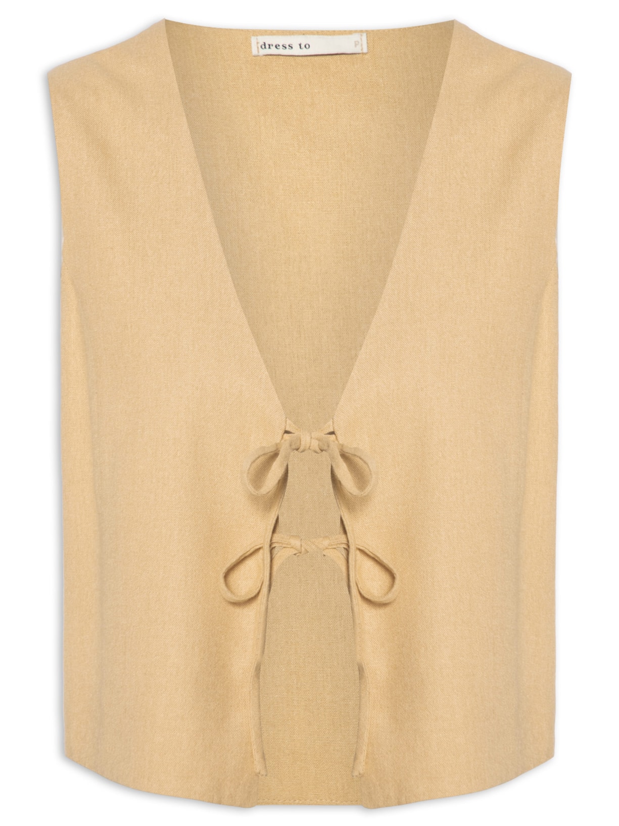 Colete Feminino Linho Amarração - Bege