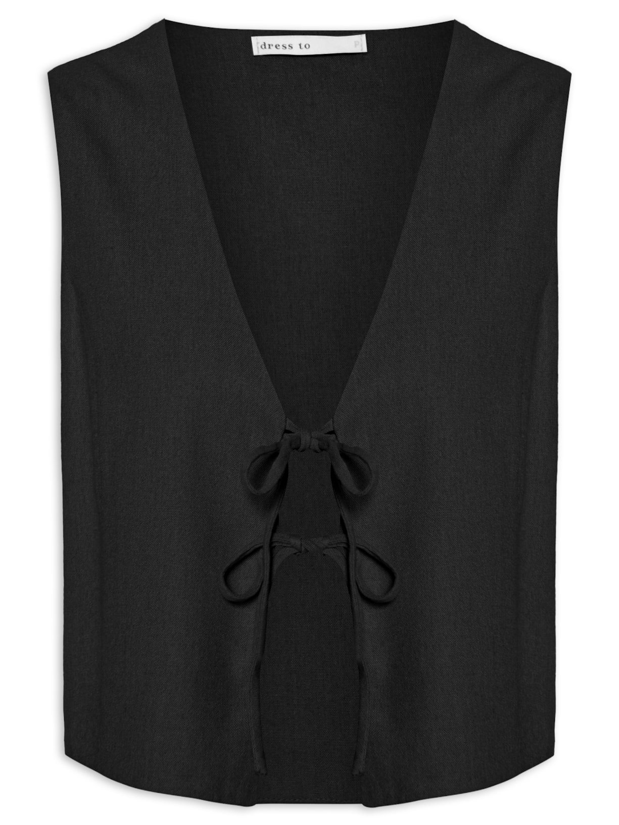 Colete Feminino Linho Amarração - Preto