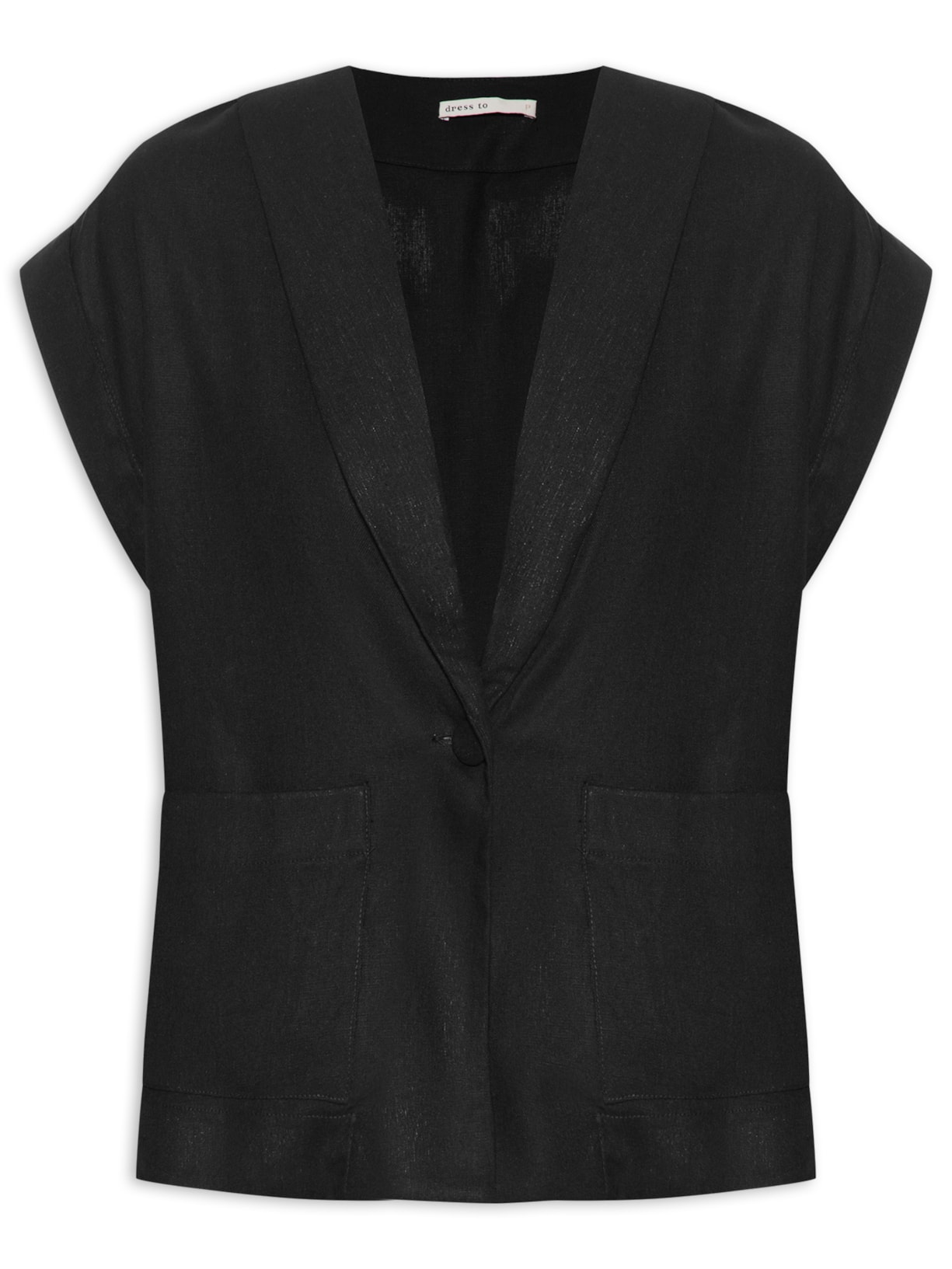 Colete Feminino Linho Cava Deslocada - Preto