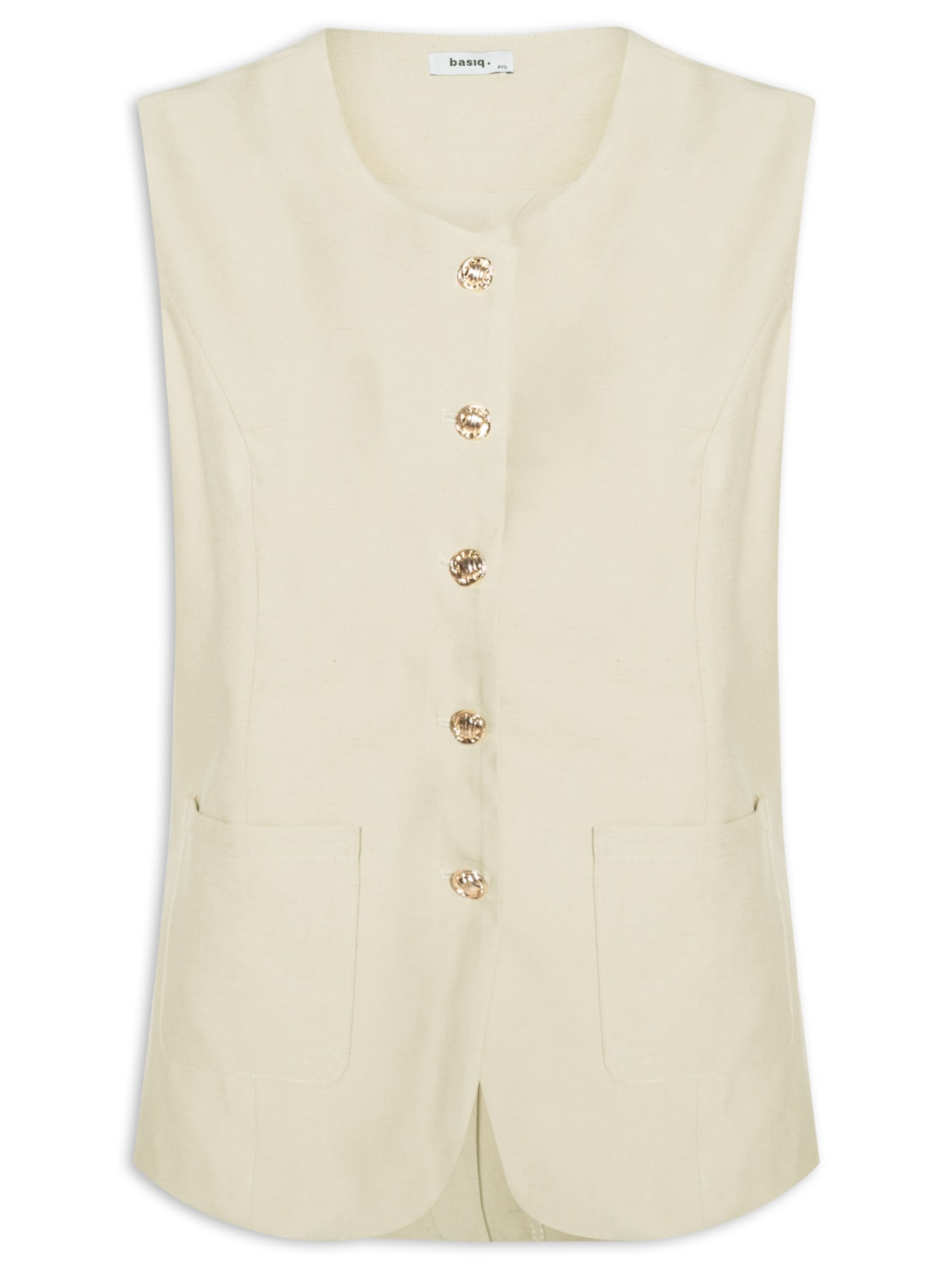 Colete Feminino Linho Com Ajuste - Bege