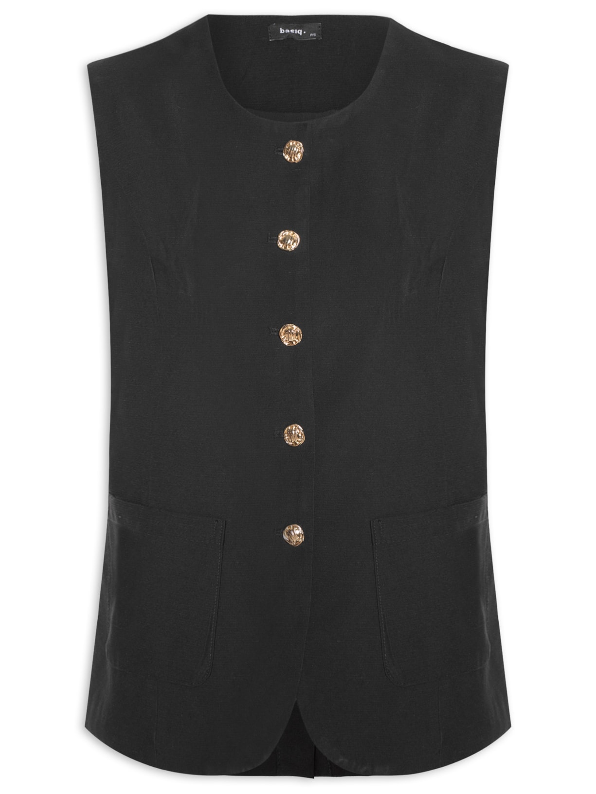 Colete Feminino Linho Com Ajuste - Preto