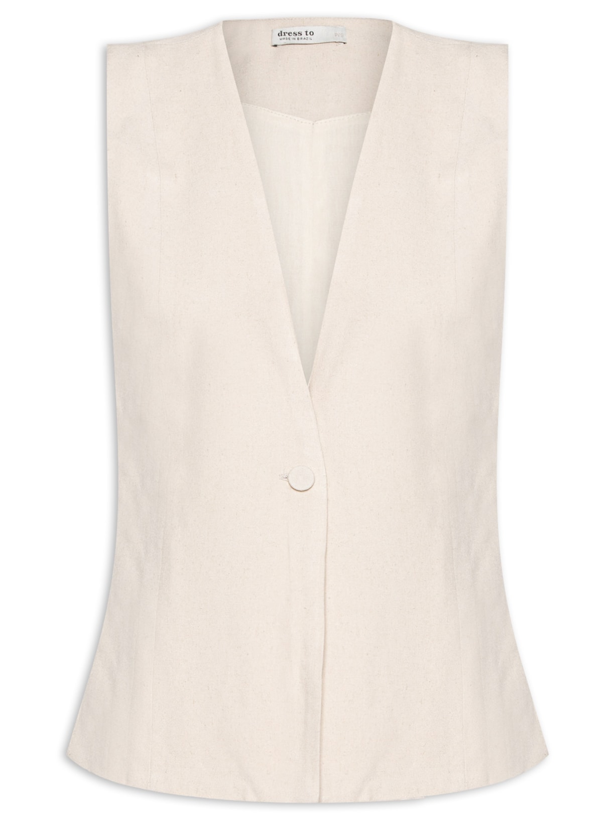 Colete Feminino Linho Detalhe Fivela - Bege