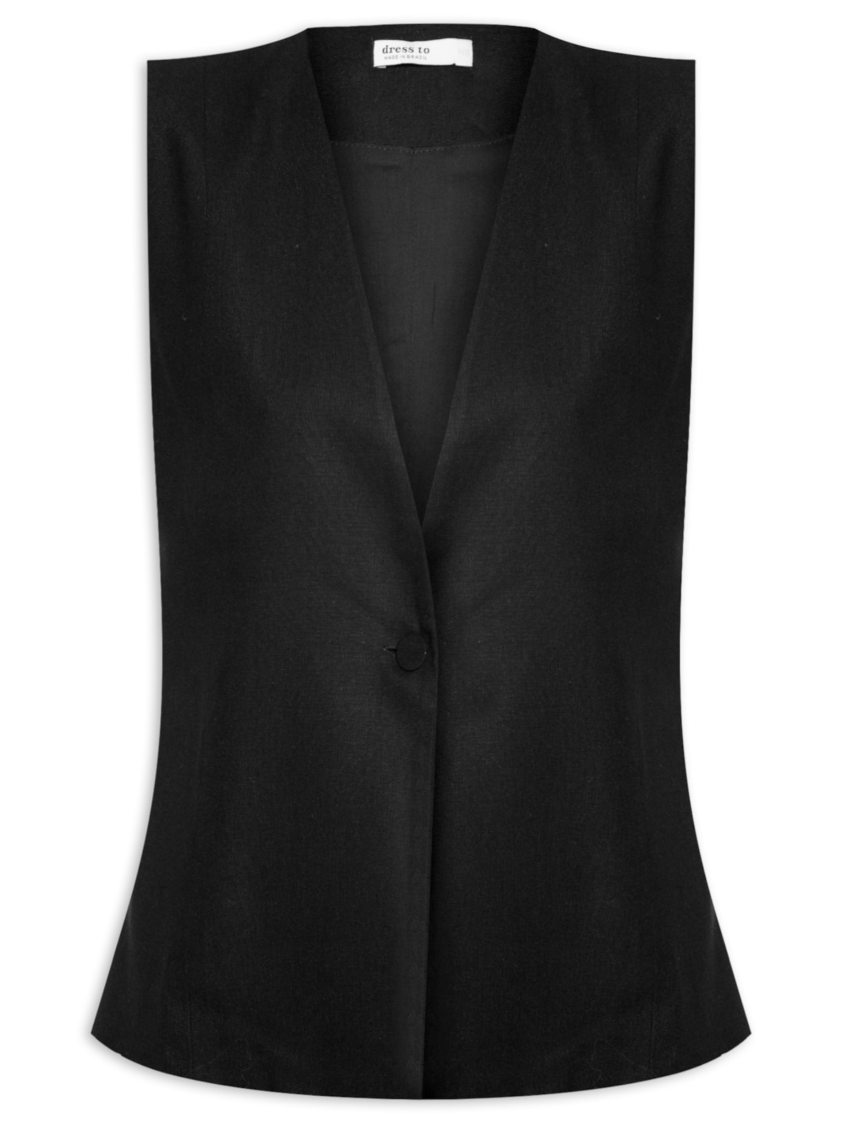 Colete Feminino Linho Detalhe Fivela - Preto