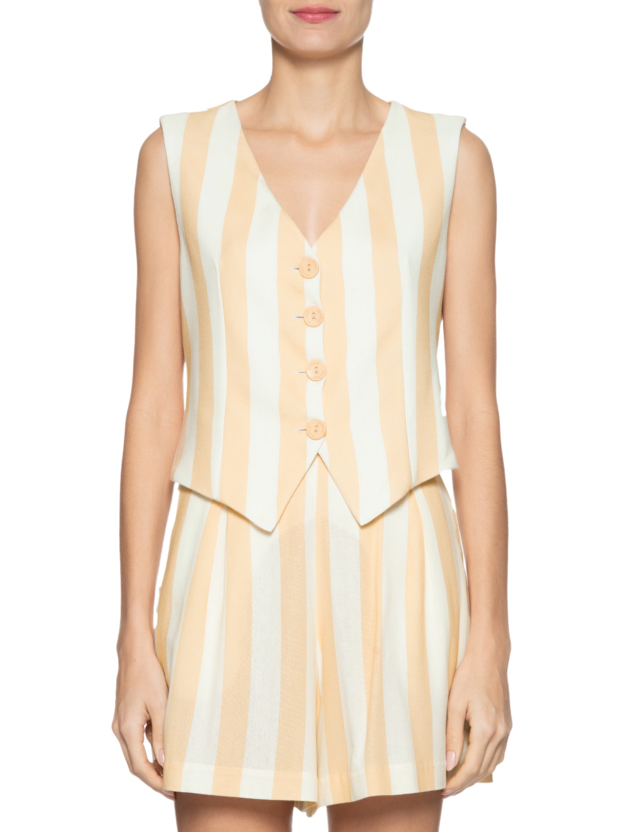 Colete Feminino Linho Estampa Horizonte Bege Dress To