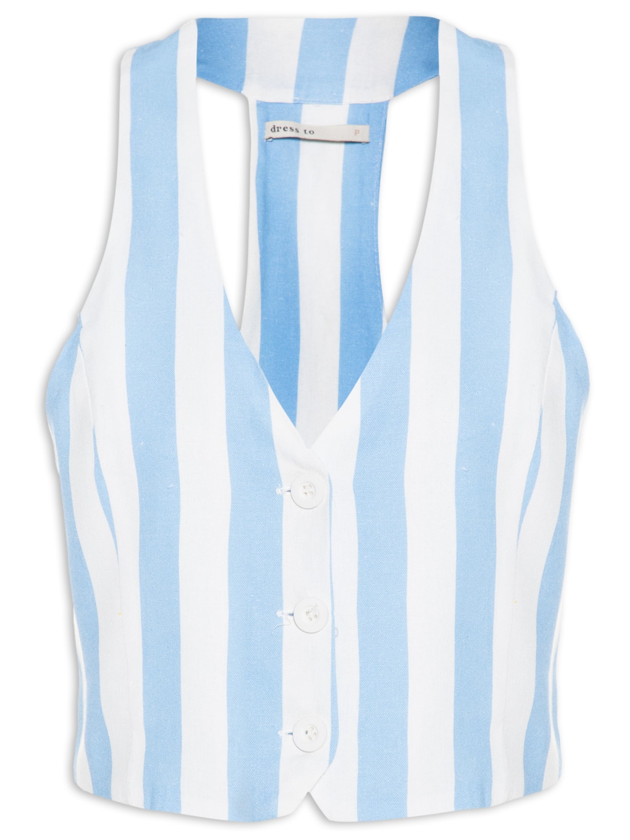 Colete Feminino Linho Estampa Marítima Azul Dress To