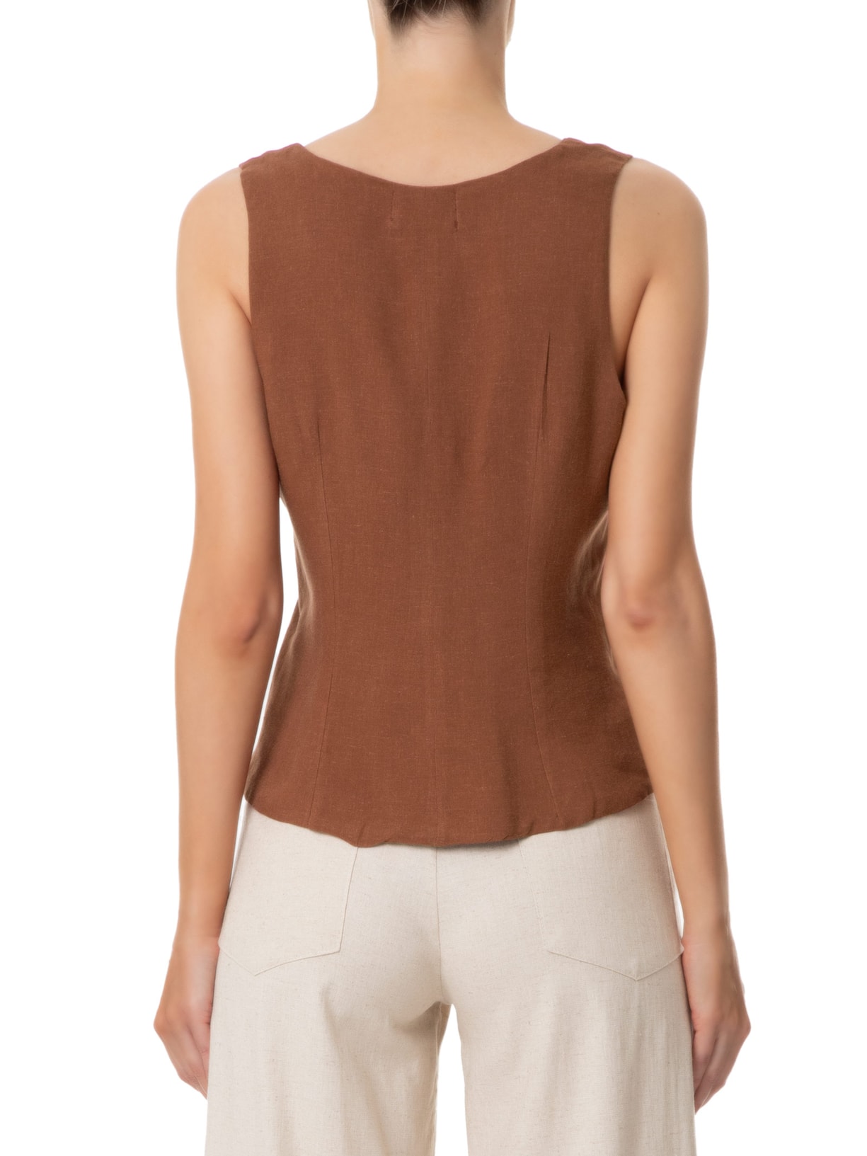 Colete Feminino Linho Marrom August Swim