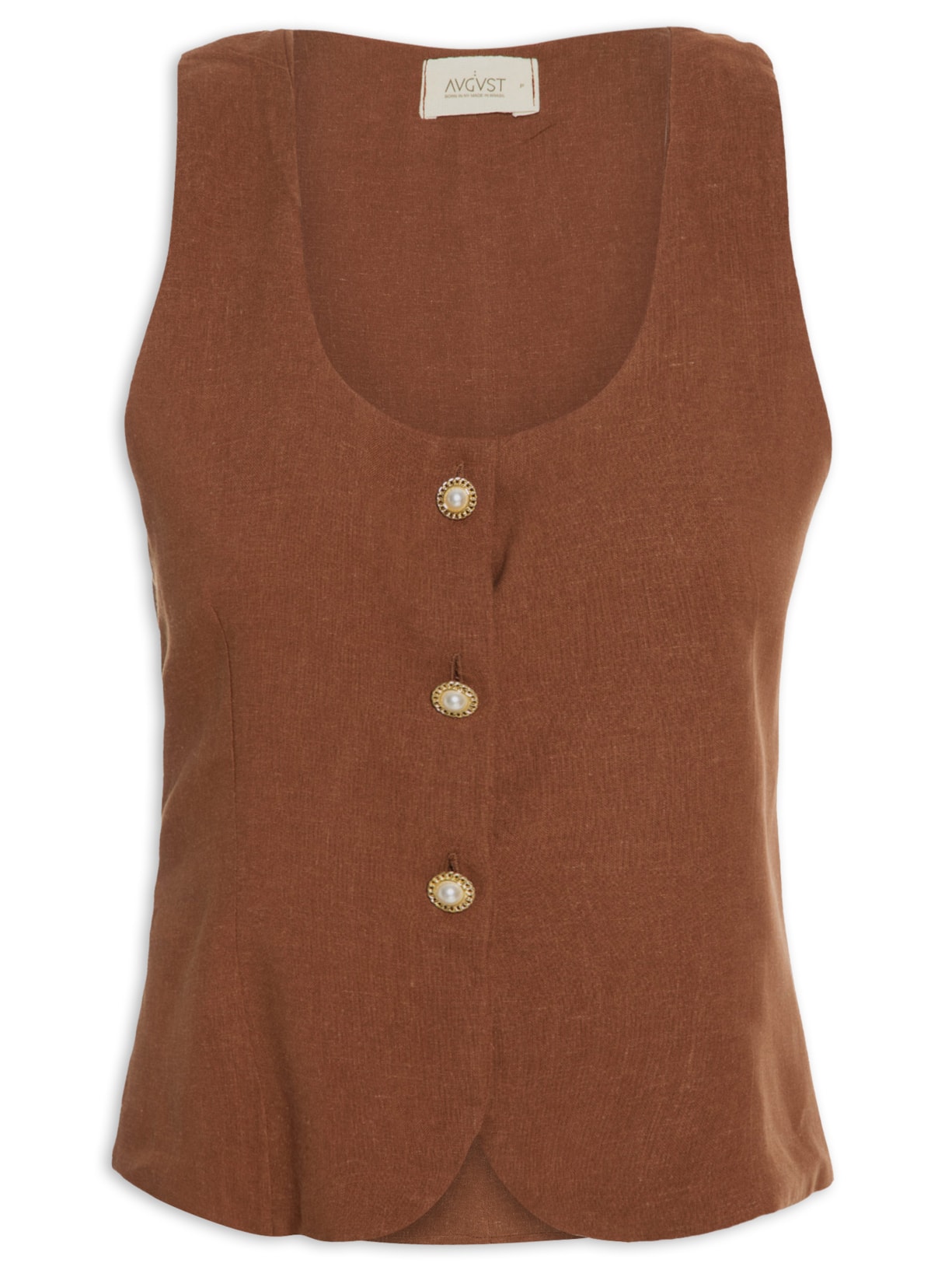 Colete Feminino Linho Marrom August Swim