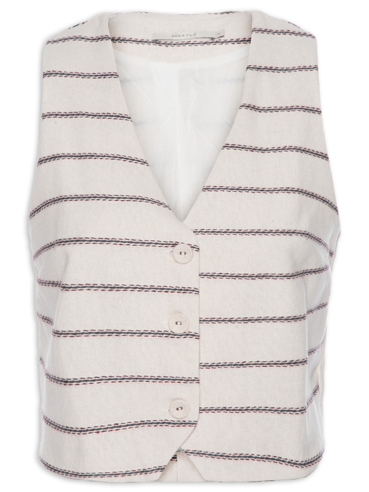 Colete Feminino Listra Pesponto - Bege