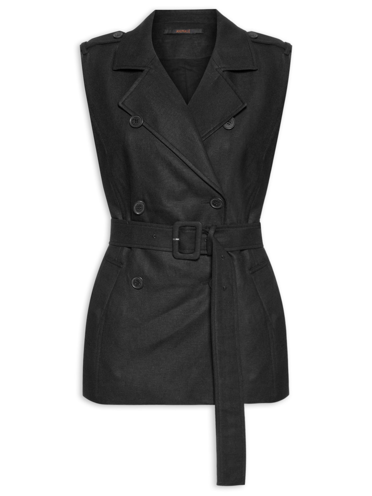 Colete Feminino Longo com Botões - Preto