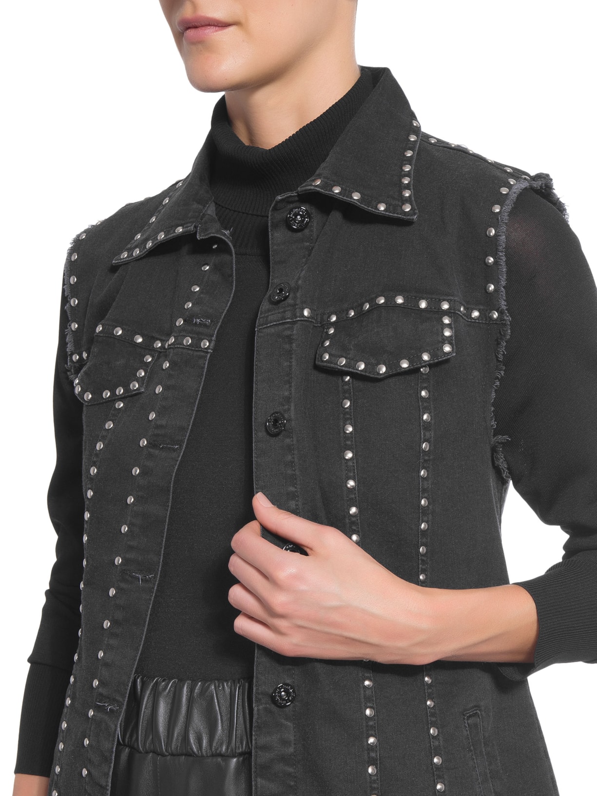 Colete Feminino Longo Preto Mob