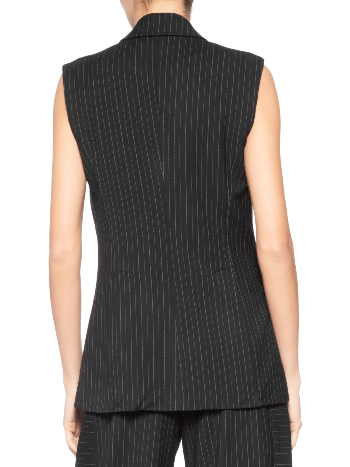 Colete Feminino Longo Riscas Preto Animale