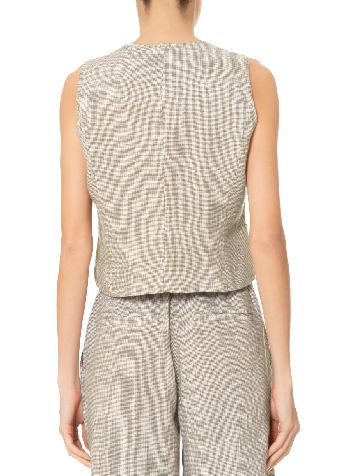 Colete Feminino Mini Pied Poule Bege Shoulder