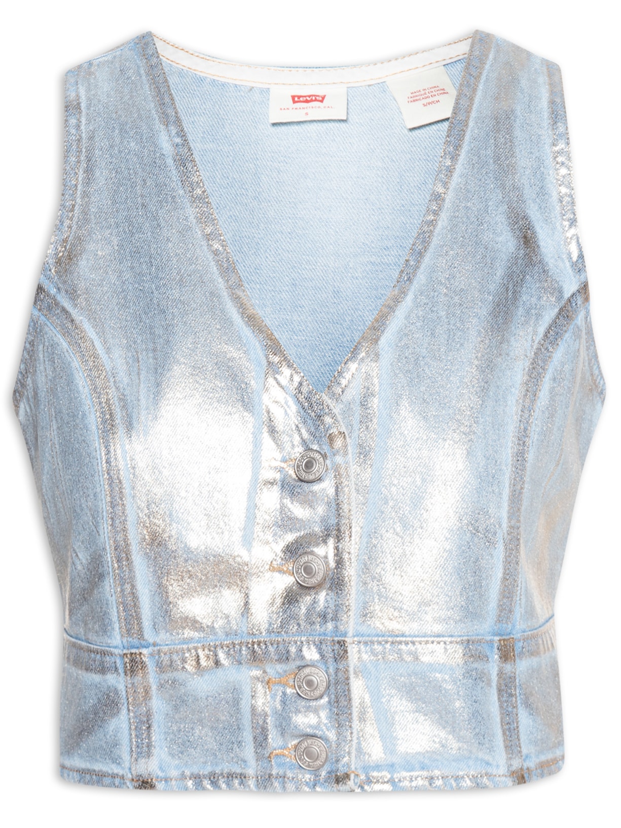 Colete Feminino Mona Denim Corset - Azul