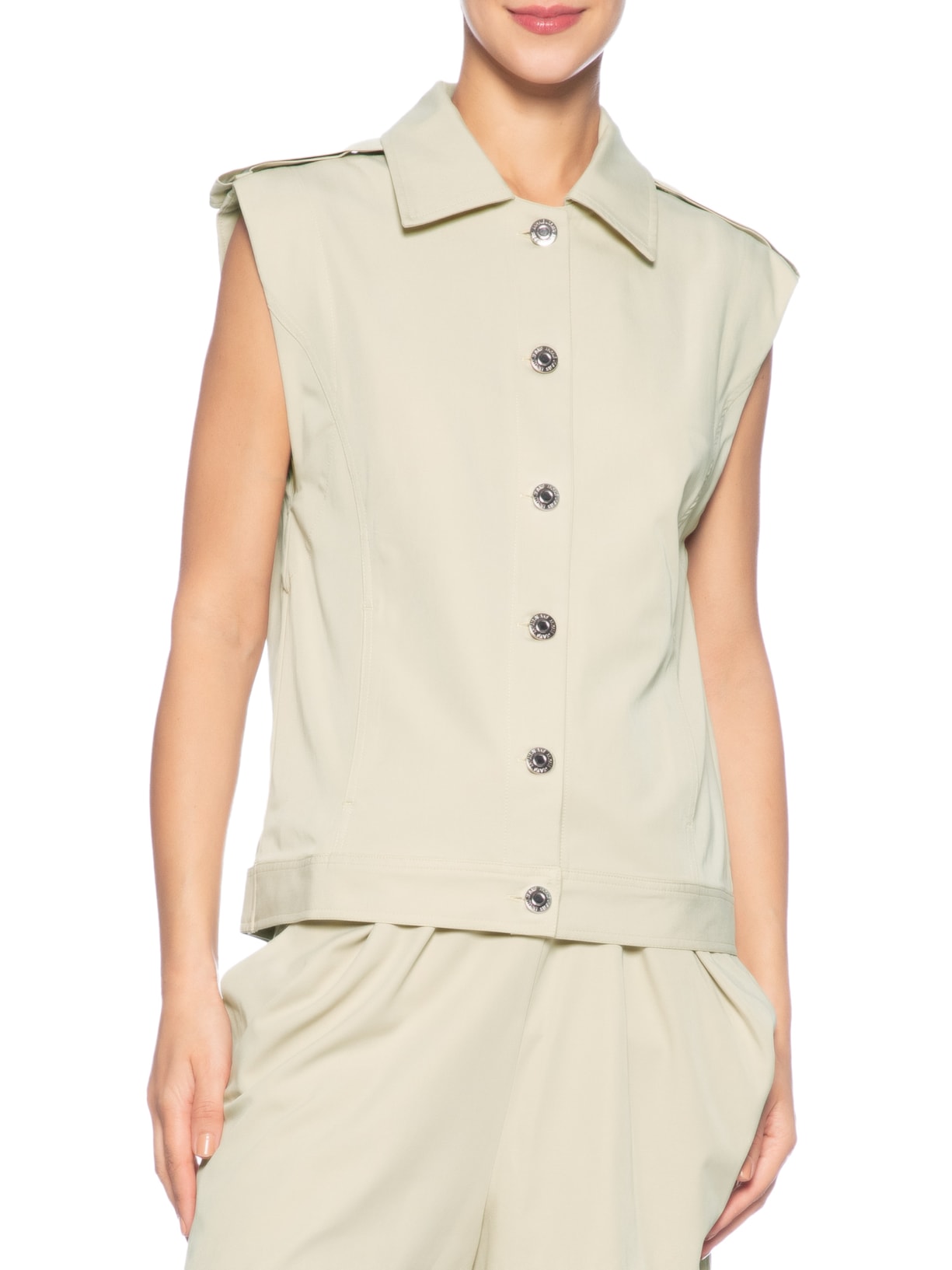 Colete Feminino Over Alfaiataria Bege Animale Jeans