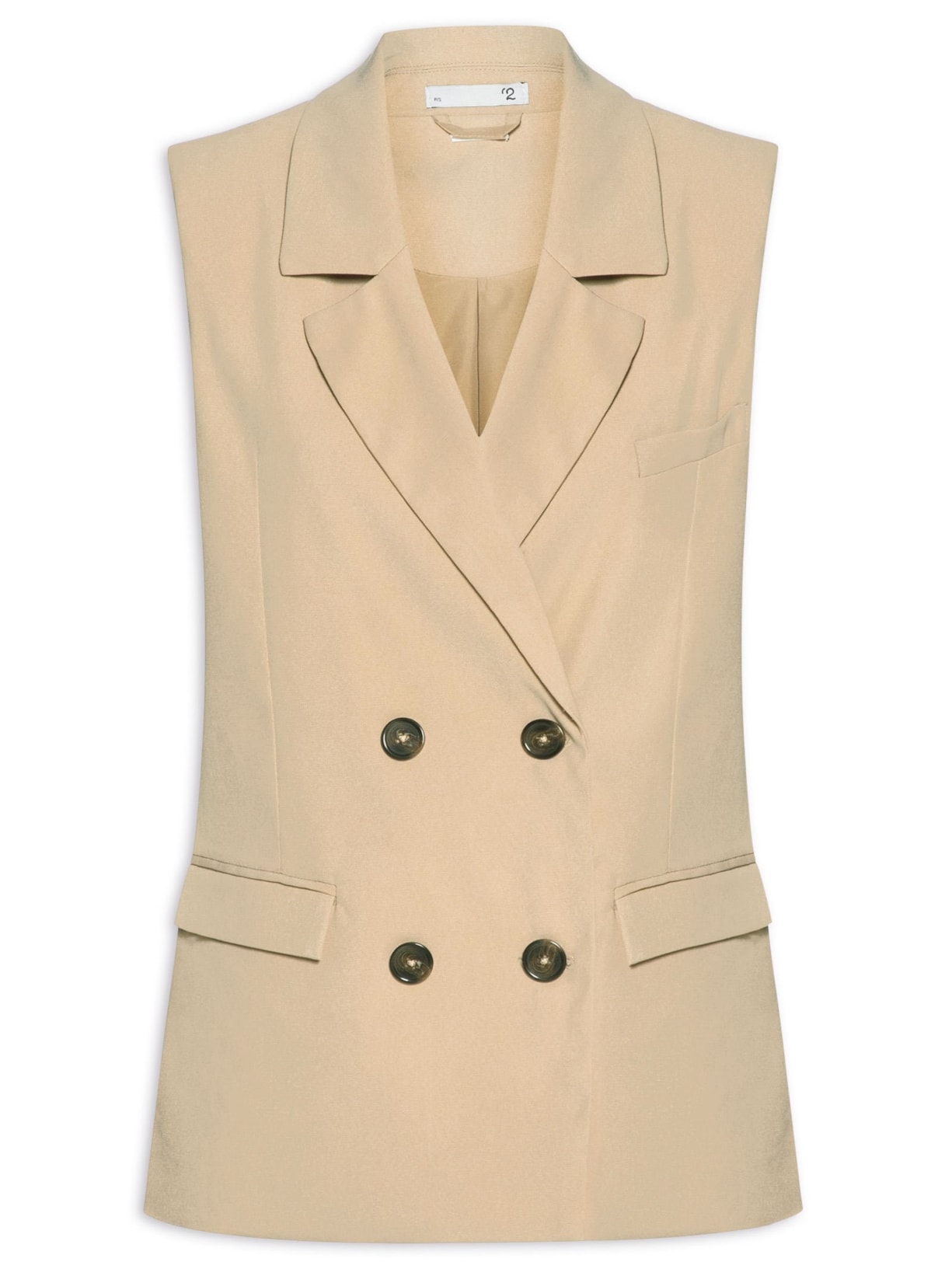 Colete Feminino Over Quatro Botões - Bege