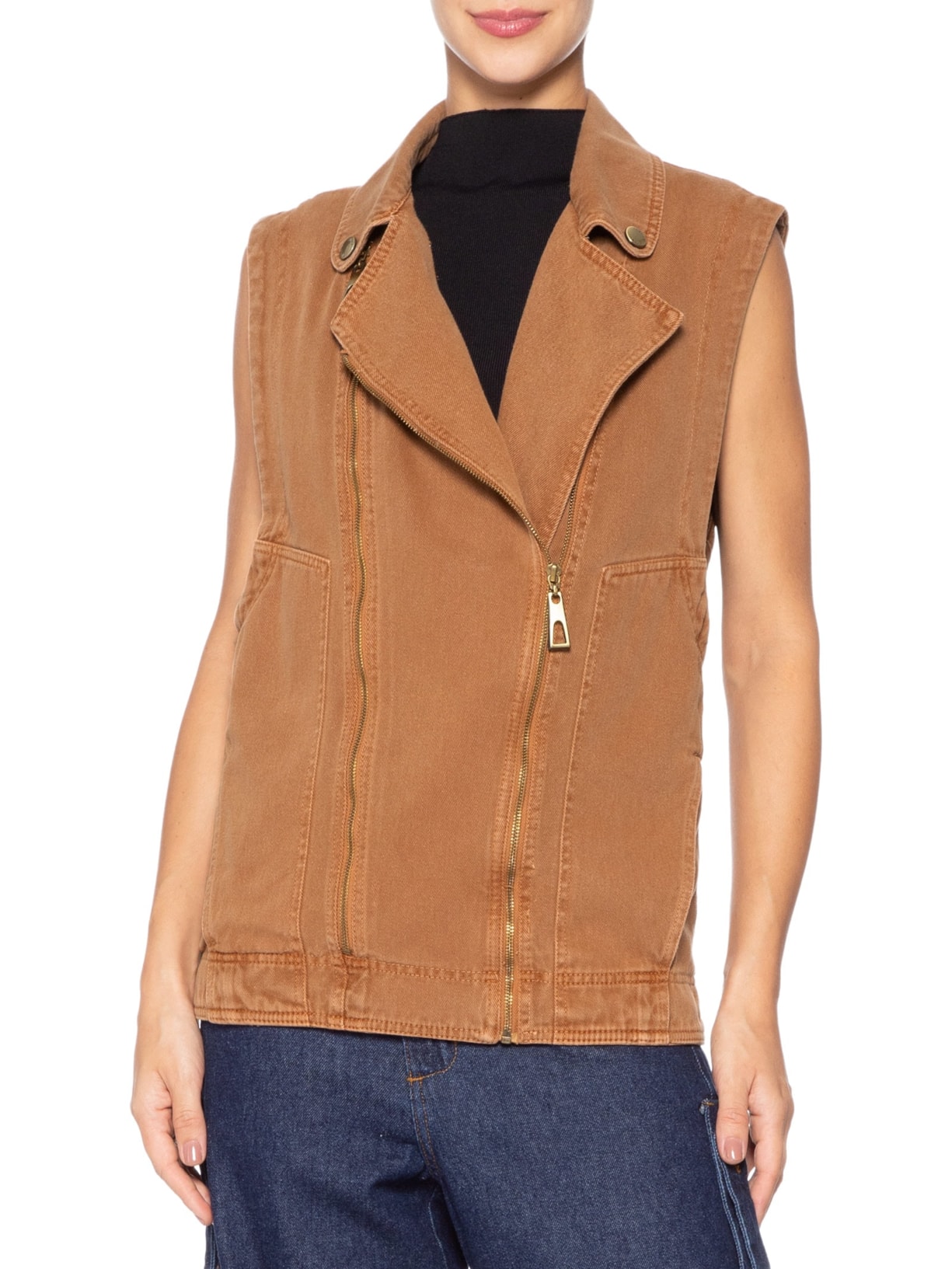 Colete Feminino Over Veludo Marrom Animale