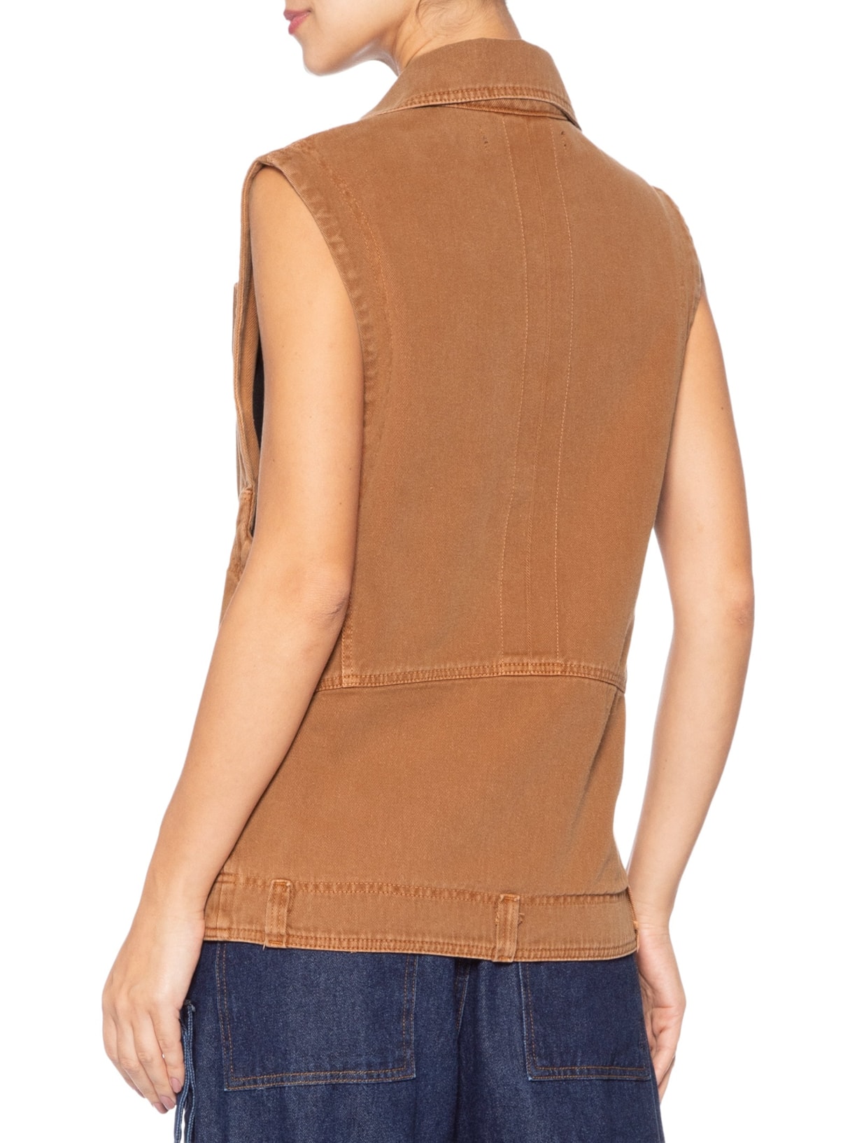 Colete Feminino Over Veludo Marrom Animale