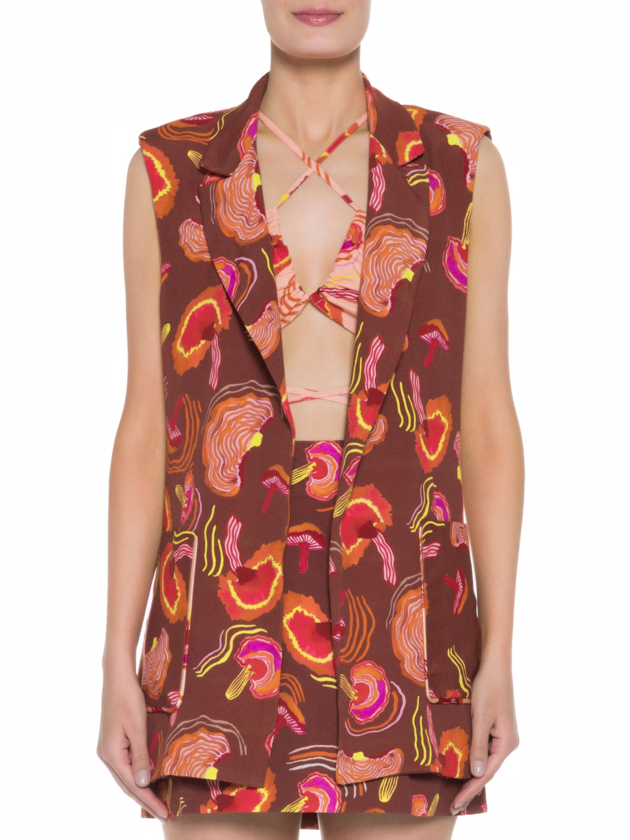 Colete Feminino Oversized Mushroom Brick Marrom Niini