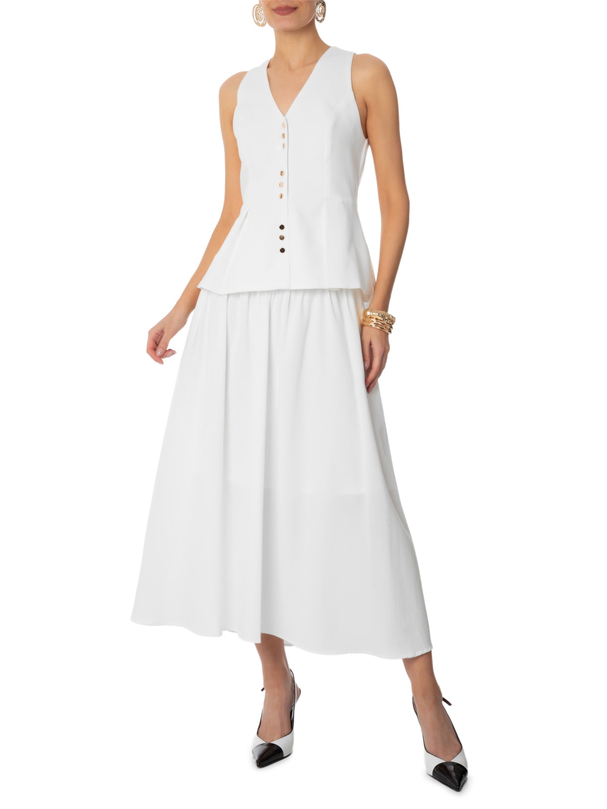 Colete Feminino Peplum Branco '2Essential