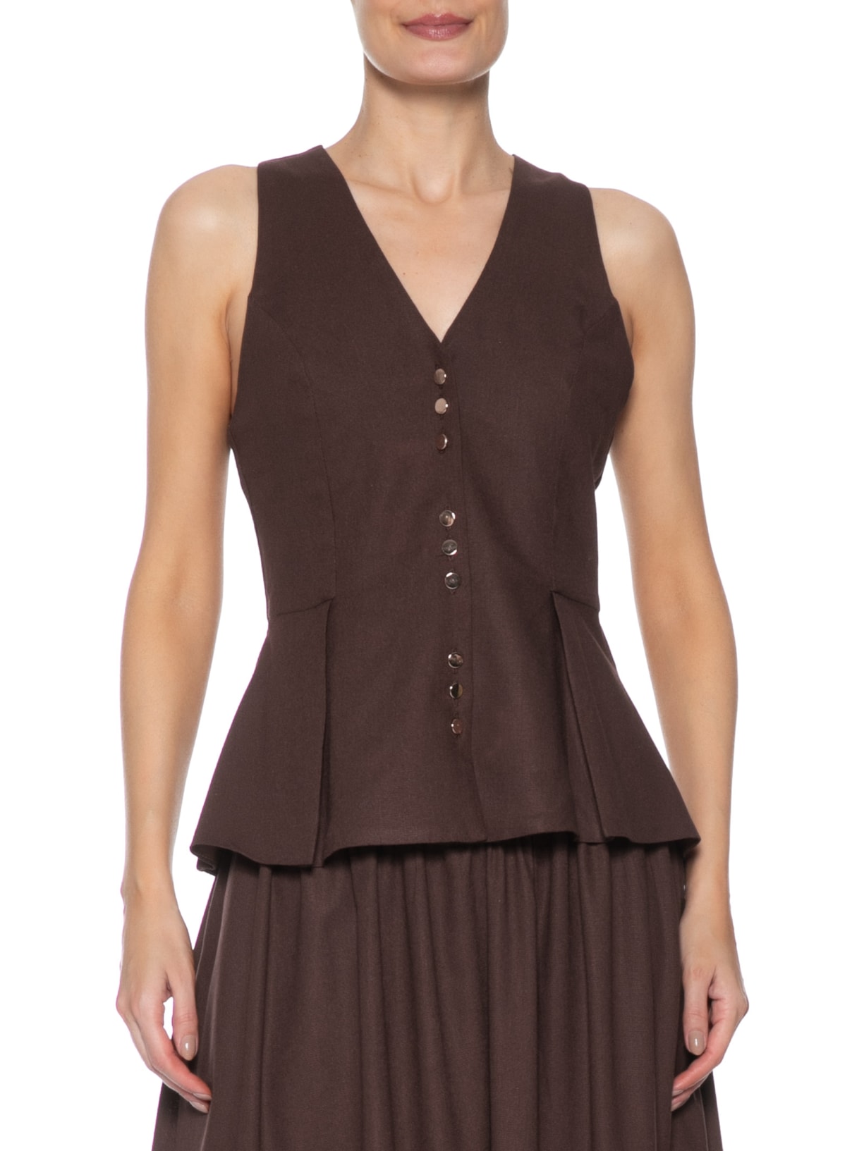 Colete Feminino Peplum Marrom '2Essential