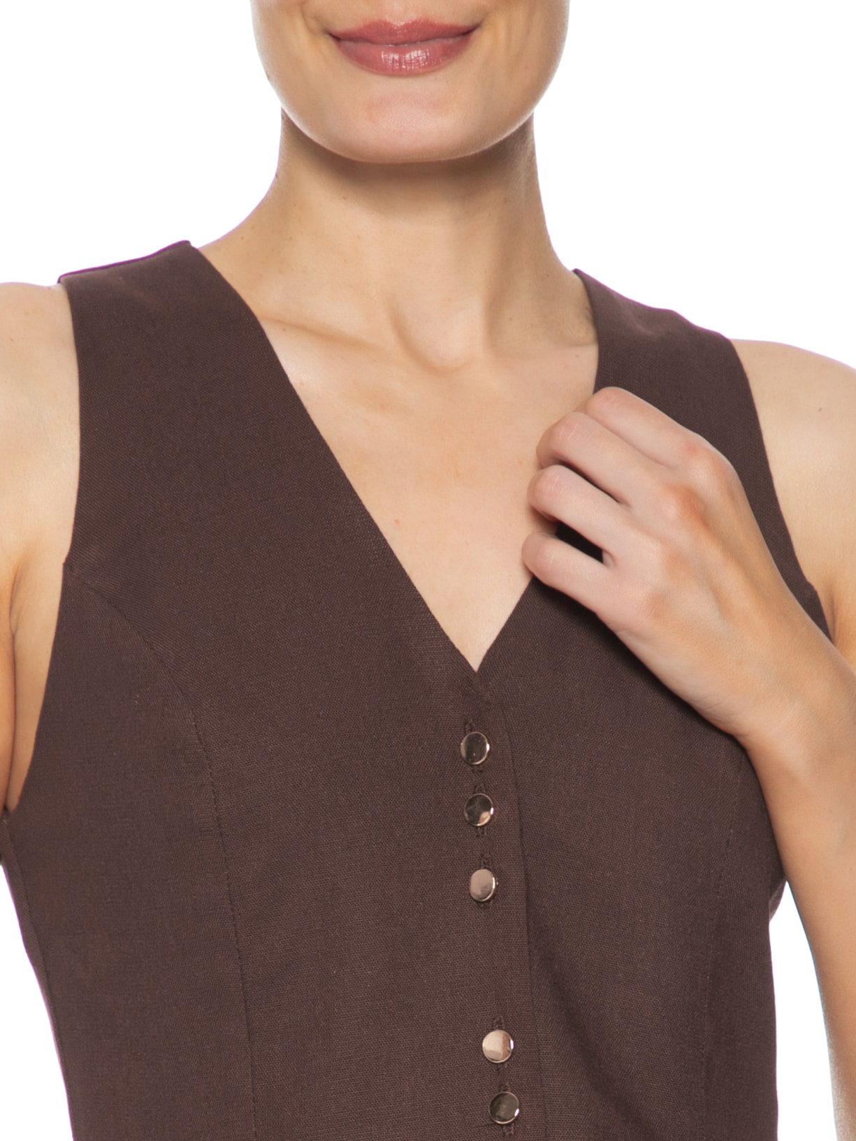 Colete Feminino Peplum Marrom '2Essential