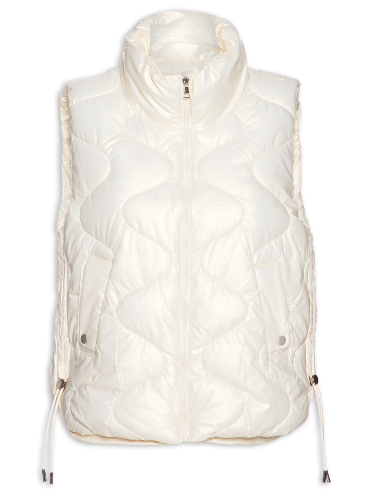 Colete Feminino Puffer Com Ajuste Lateral - Bege